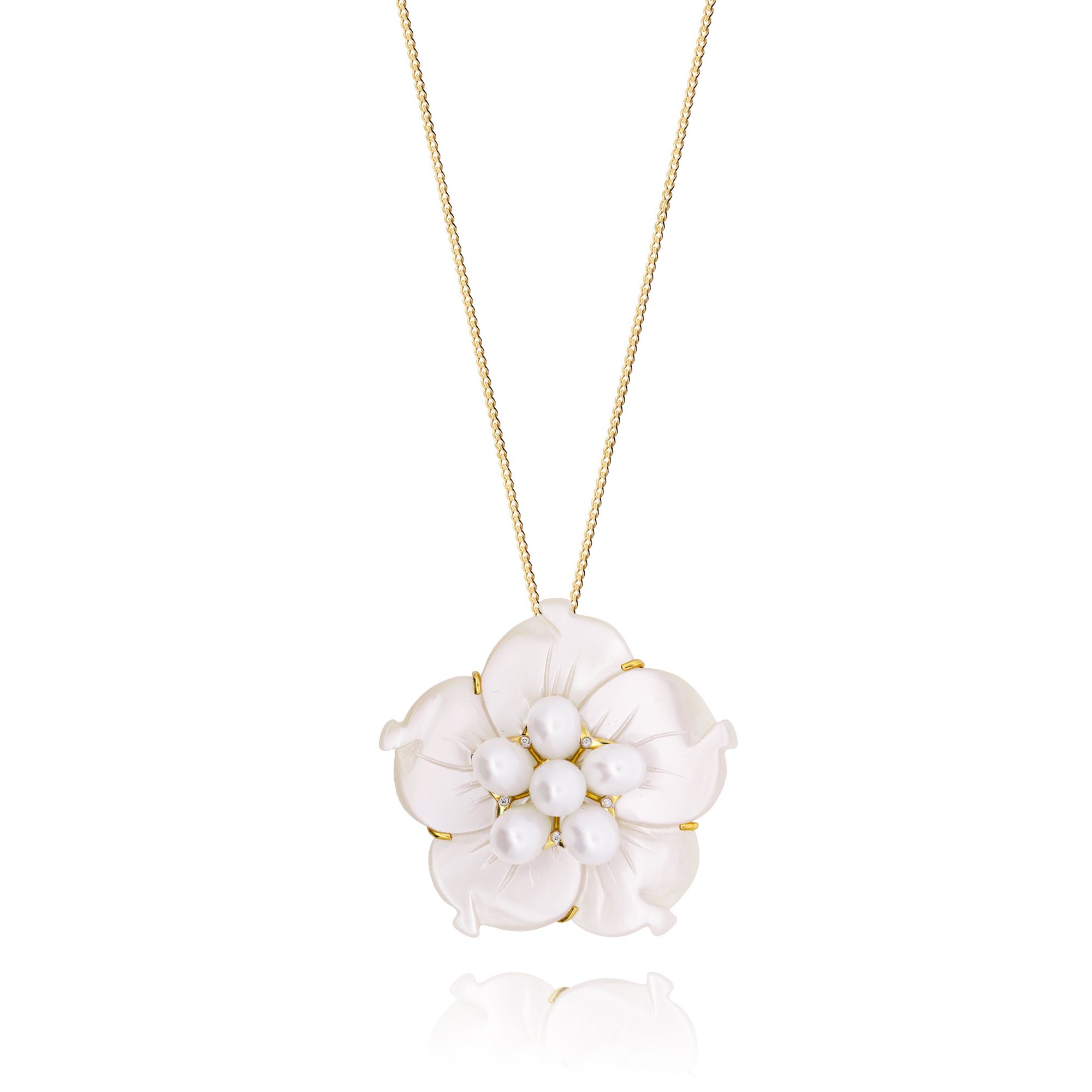 White Floral Mother of Pearl Set